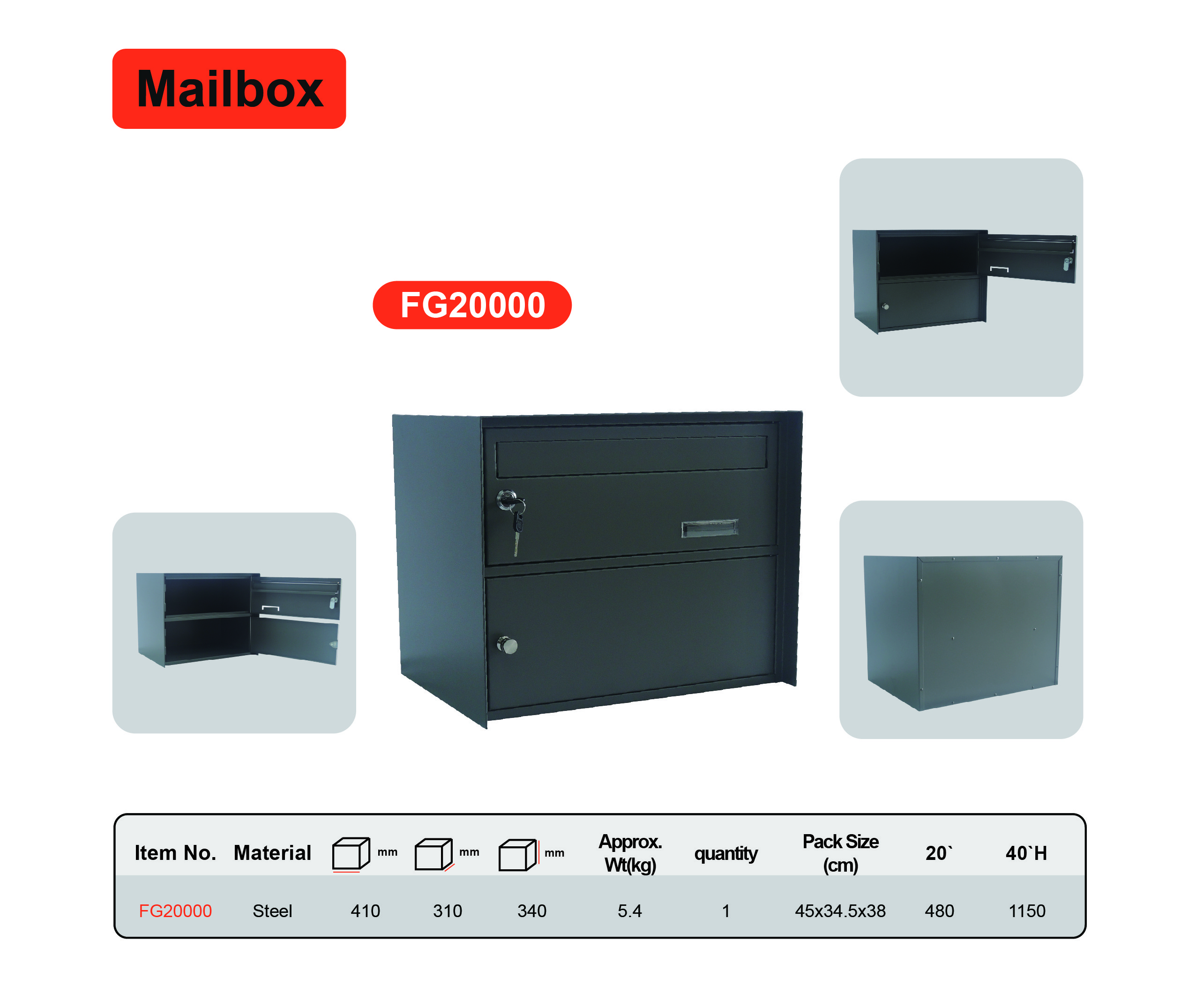 Adequate Space Residential Mailboxes Double Layer Waterproof Mailbox