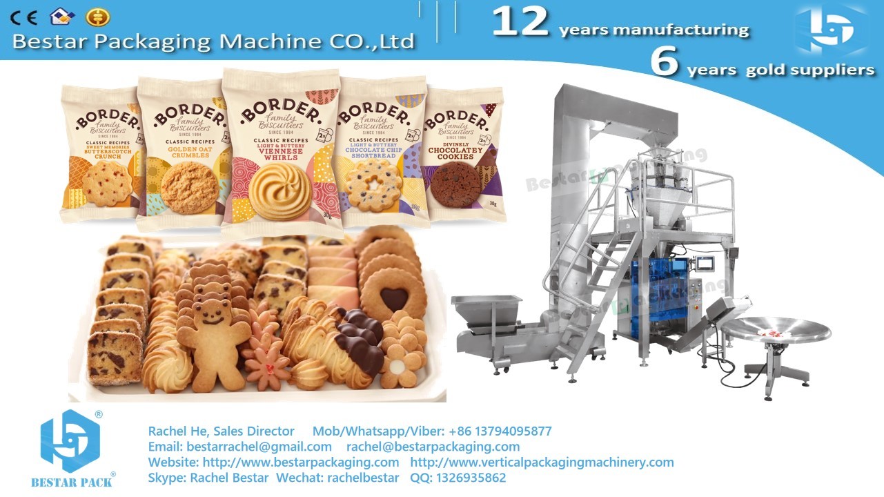 Packing machine for cookies, customize pouch with twice sealing head BSTV-450AZ
