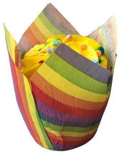 China Muffin Cupcake Holder Wedding Party Rainbow Tulip Paper Cups factory