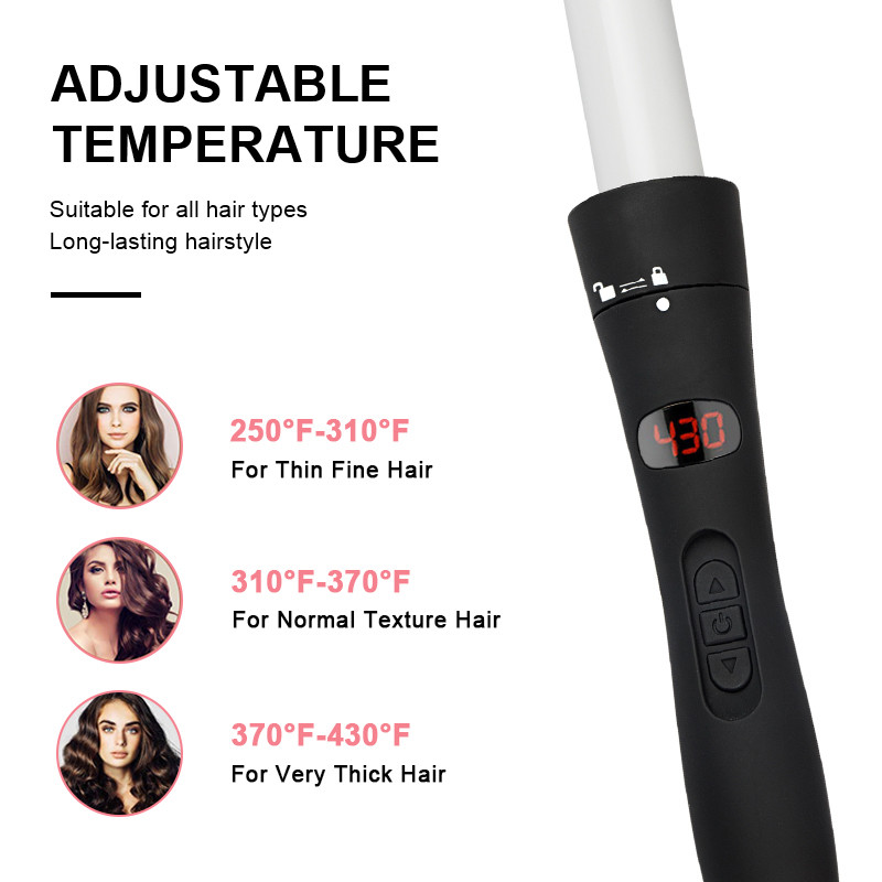 Mestar Interchangeable Curling Iron Set , 49W 5 In 1 Hair Curler LCD Screen