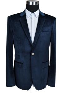 China Velvet Slim Fit Mens Knit Blazer Navy Casual Business Anti Wrinkle factory