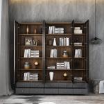 Aluminum Edge Large Wooden Bookcase Modern E1 Grade PB Melamine Filing Cabinet