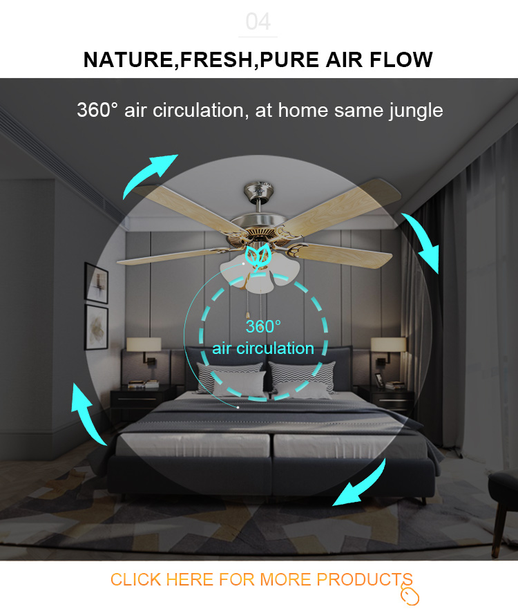 1stshine Traditional High Speed 5 Plywood Blades Ceiling Fan with Light Kit and Metal
