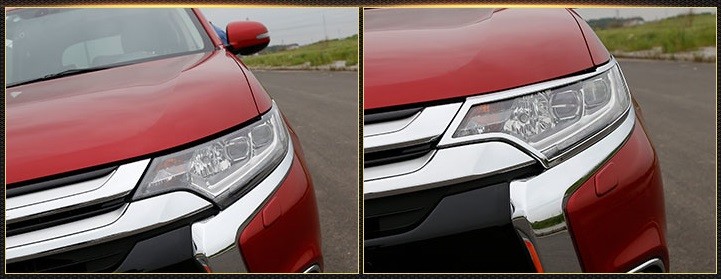 MITSUBISHI Car Headlight Covers , New Outlander 2016 Chromed Head Lamp Bezel and Tail Lamp Moulding