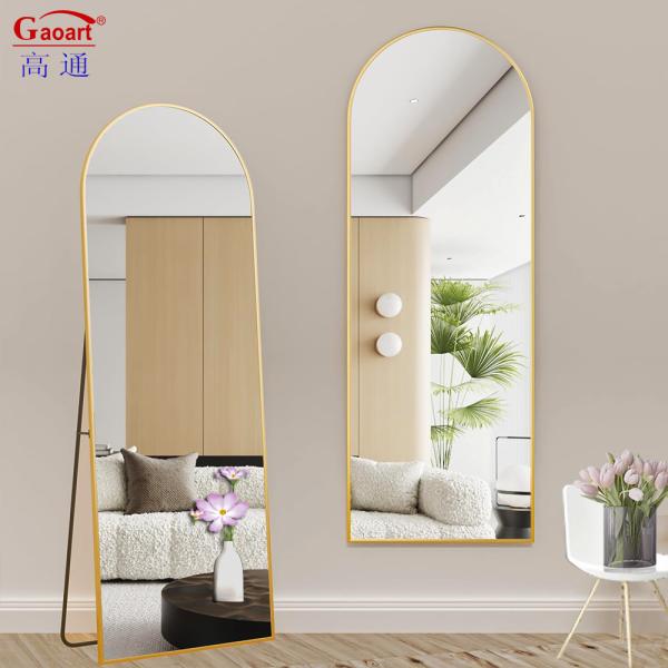 White Frame Wall Mirror Floor Length Metal Bath Dressing Mirror for Home