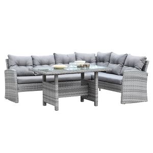 China 850mm Height 1700mm Width Rattan Sofa Dining Set , Corner Rattan Set Attractive factory