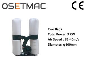 China 3.0KW Wood Dust Extractor For Sliding Panel Saw / 2 Bags Wood Dust Collector factory