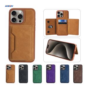 China Custome Magsafe Leather Phone Wallet Shockproof For IPhone And Samsung factory