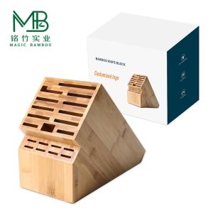 20 Slot Bamboo Knife Block For Kitchen Countertops