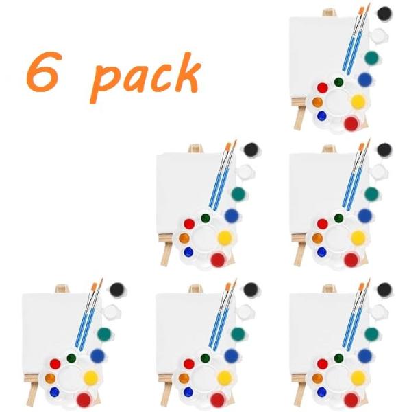6 Pack Canvas Painting Kits With Easels , DIY Painting Tools For Kids Custom