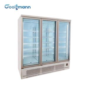 China Double Glazed Glass Door Fridge Freezer , LED 1260L Drink Display Fridge factory