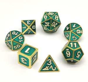 China Lightweight Practical Green Dice Set , Wear Resistant Green Metal DND Dice factory