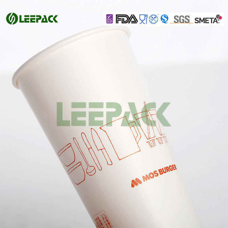 22 Oz Large Size Green Single Wall Paper Cups Disposable For Cold / Hot Drink
