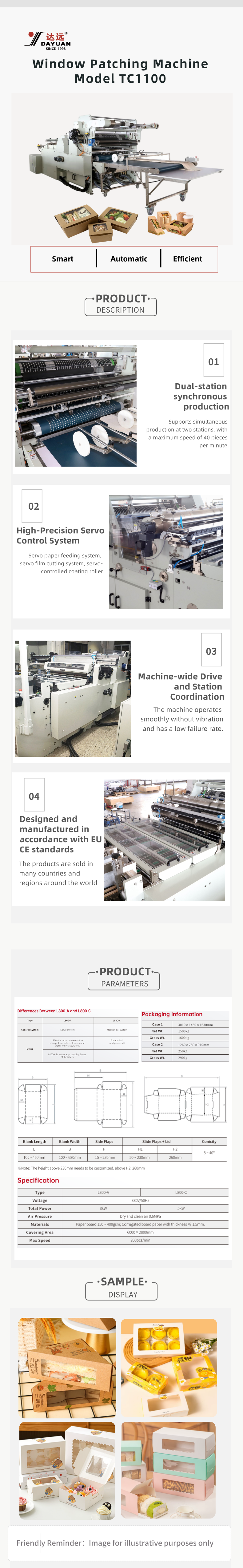 TC Series Window Patching Machine in operation showing film application process
