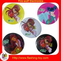 China Tin / plastic / metal promotional pin, Button rectangular, oval 3D Flashing Badges factory