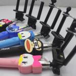 Best selling selfie stick with aux cable,3d cartoon selfie stick monopod