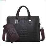 End Crocodile Embossed Genuine Leather Business Handbags Briefcase Laptop Bag