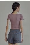 New Design Big Neck Short Sleeve Big Neck Crop Top T Shirts