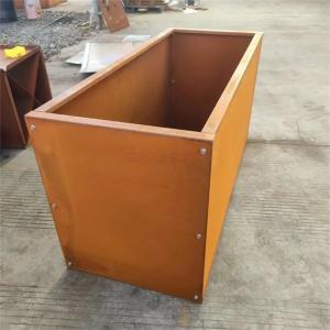 China Large Rusty Metal Garden Bed Corten Steel Rectangular Planter Box Flower Pot factory