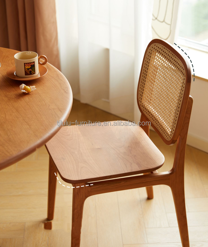 Home Furniture Modern Woven Natural Rattan Solid Wood Dining Chair for Hotel and Restaurant