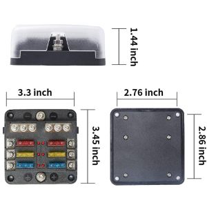 6 Way Fuse Block with Ground 6-Circuit ATC/ATO Fuse Box Holder with Negative Bus