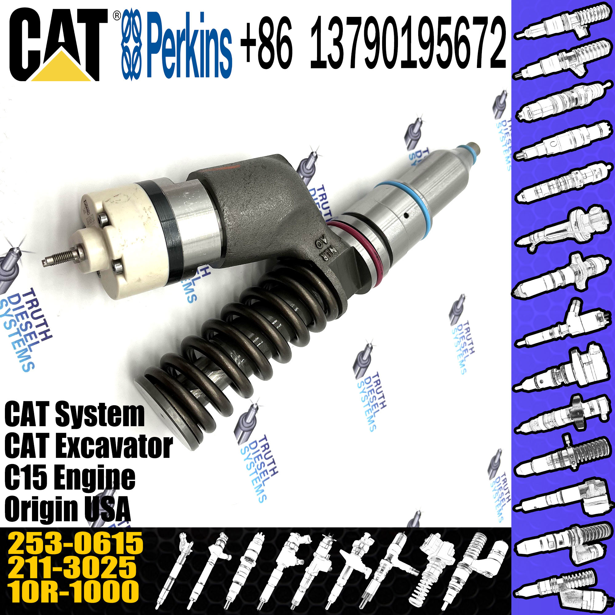 2530616 Diesel Engine Fuel Injector ISO 253-0616 253-0615 C15 C18