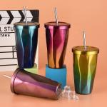 Fashionable Design 480ml Personalized Stainless Steel Mug With Straw Country