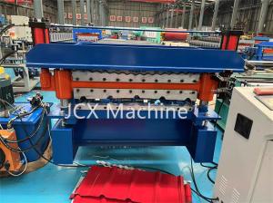 China Roofing Sheet Roll Forming Machine, Blue Color Double Layer Roll Forming Machine factory