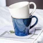 Classic Dad Mug Fathers Day Gift Ceramic Mug Nordic Porcelain Cup Dark Blue Mugs