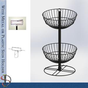China Wire Basket Counter with sign holder / Metal Display Rack with wire baskets for brand gifts / POP display stand factory