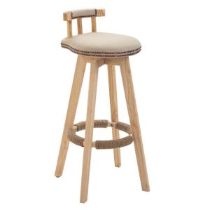 China Solid Wood Frame Modern Nordic Bar Chair Stools with High Density Sponge and Fabric/Leather Seat factory