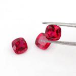 Certified Pigion Blood Cushion Faceted Cut Grown Loose Ruby Gemstone For Ring