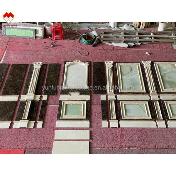 Big Slab Emperador Marble Wall Panel Design Carved Column for Cream Beige Marble Slab