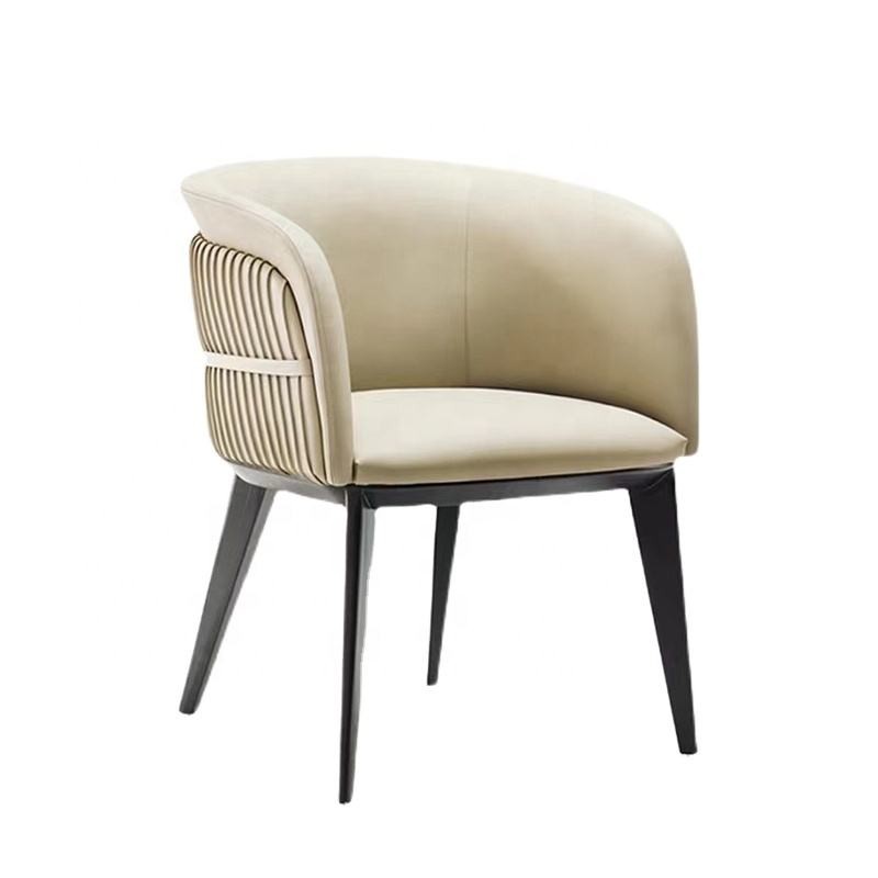 Modern Hotel Restaurant Furniture Genuine Leather Metal Dining Chair