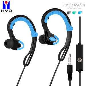 China Black Blue Wired In Ear Earphones 60mW Heavy Bass Earbuds With Ear Hooks factory