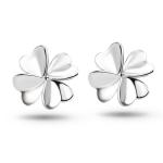Fashion 925 Silver Plated Good Luck Four Feaf Clover Flower Stud Earrings