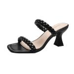 2035-2 Fashion Open-Toed Sandals With A Thin Strip, Sexy High Heels, Thick Heels