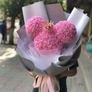China Roses Micky Mouse Head With Wrapping Paper And Gift Box For Gift Wholesale Foam ROSE Micky Mouse factory