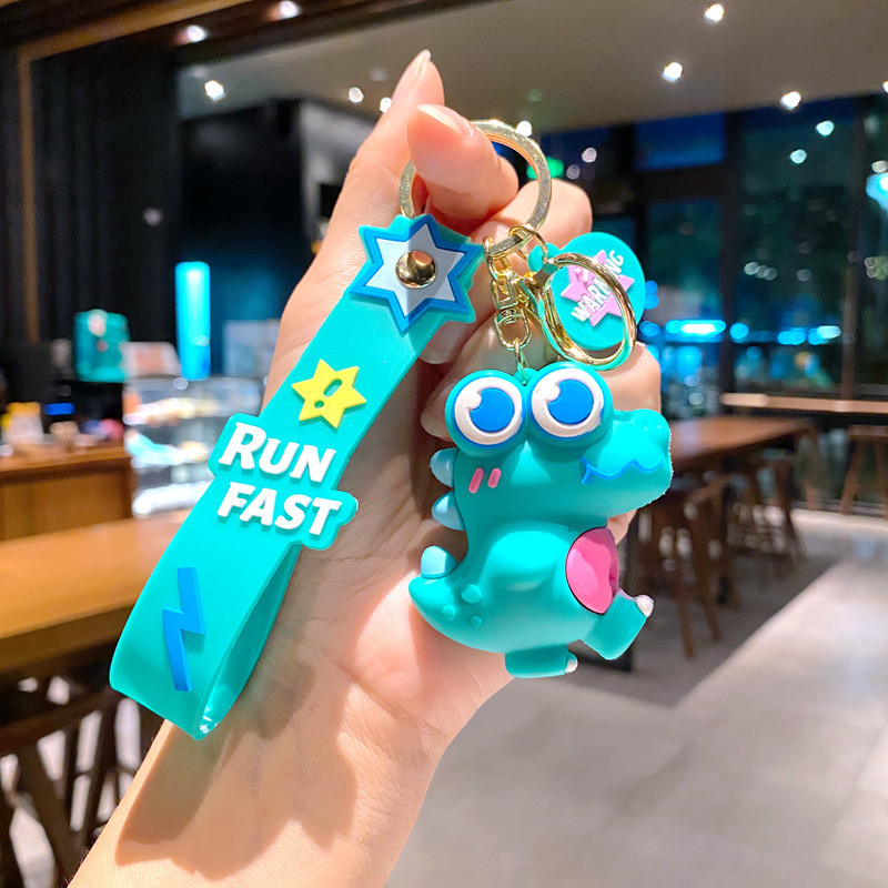 Cute Cartoon Keychain Pendant Silicone Stationery Novelty Dinosaur Charm Keyring For Boys Girls