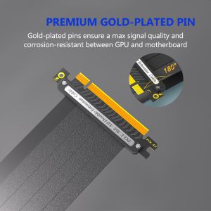 Custom PCI-E 4.0 Riser Extension Cable Black 16x Shielded For GPU