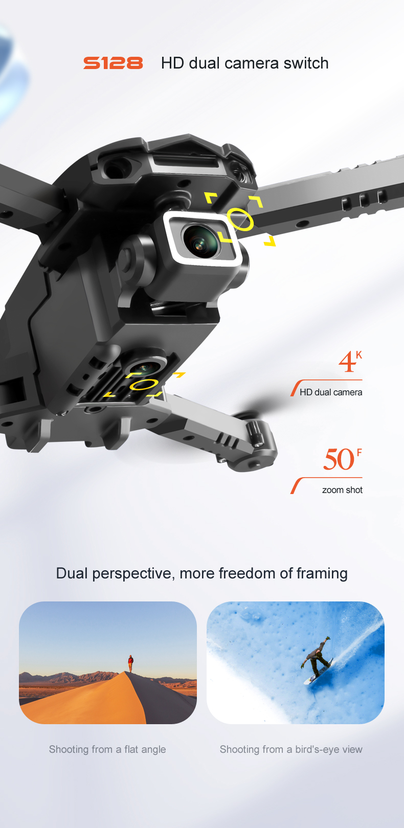 Maximum Flight Time S128 Mini Drone Portable 4k Dual Camera Obstacle Avoidance Take Off Landing Wifi Rc Drone