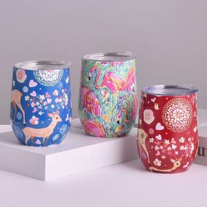 China Unbreakable Powder Coated Stainless Steel Tumbler Insulated 12 Oz Tumblers Egg Shape With Sliding Lid Double Vacuum Insulation Wall Leakproof factory