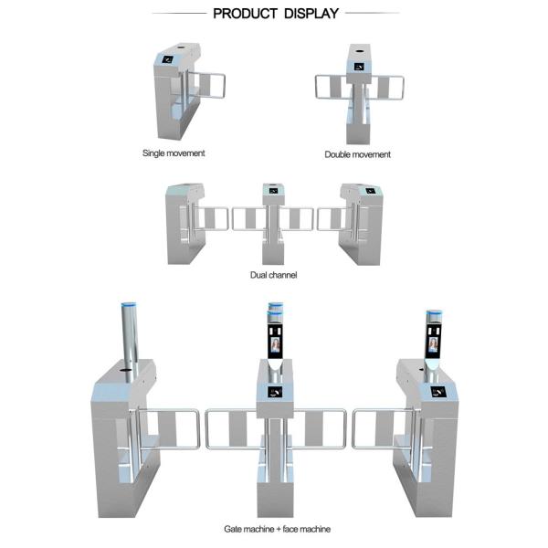 Swipe Card Swing Barrier Turnstile Gate 1.2mm SS304 Bi Direction 2s
