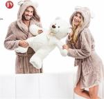 Custom Design Luxury Adult Unisex Long Hooded Shu Velveteen Robe. bear hooded