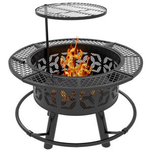 China Outdoor Warming Portable Round Steel Wood Burning Firepit Charcoal BBQ Grill Fire Pit Burner Kit factory