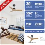 1stshine Natural Wood Blades Ceiling Fan Remote Control and Large Wind for Big