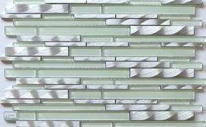 China Small strip Glass mix metal mosaic linear puzzle pattern brigh decoration factory