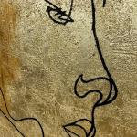 Gold Foil Oil Painting Realist Hand Painted Figure Line Decoration Art for Home