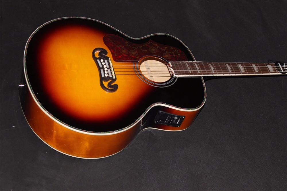 Lefty guitar jumbo wholesale guitar promotion electric acoustic guitar lefty sunburst Acoustic guitar