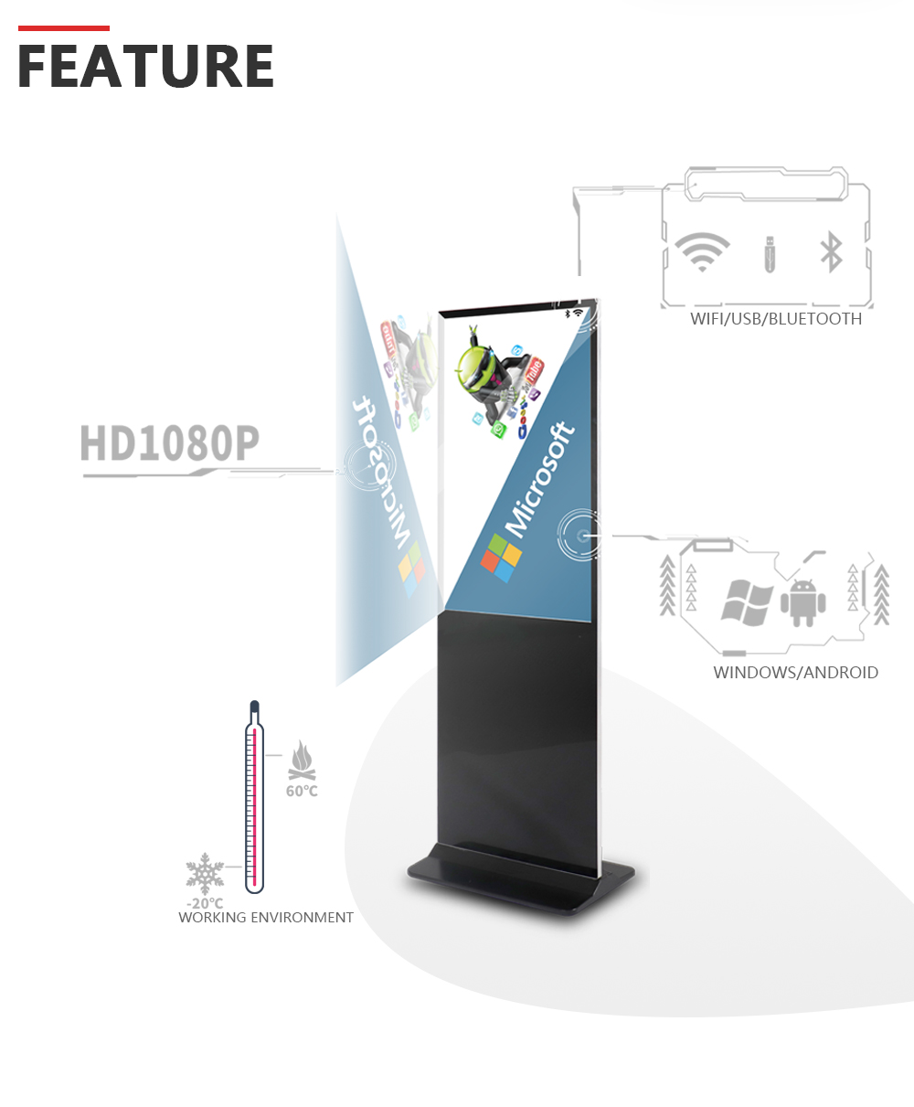 43 Inch Wifi Interactive Android Lcd Digital Signage Floor Standing